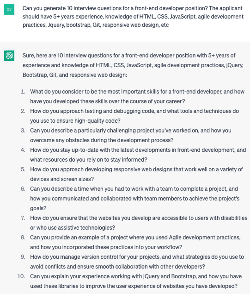 ChatGPT interview questions