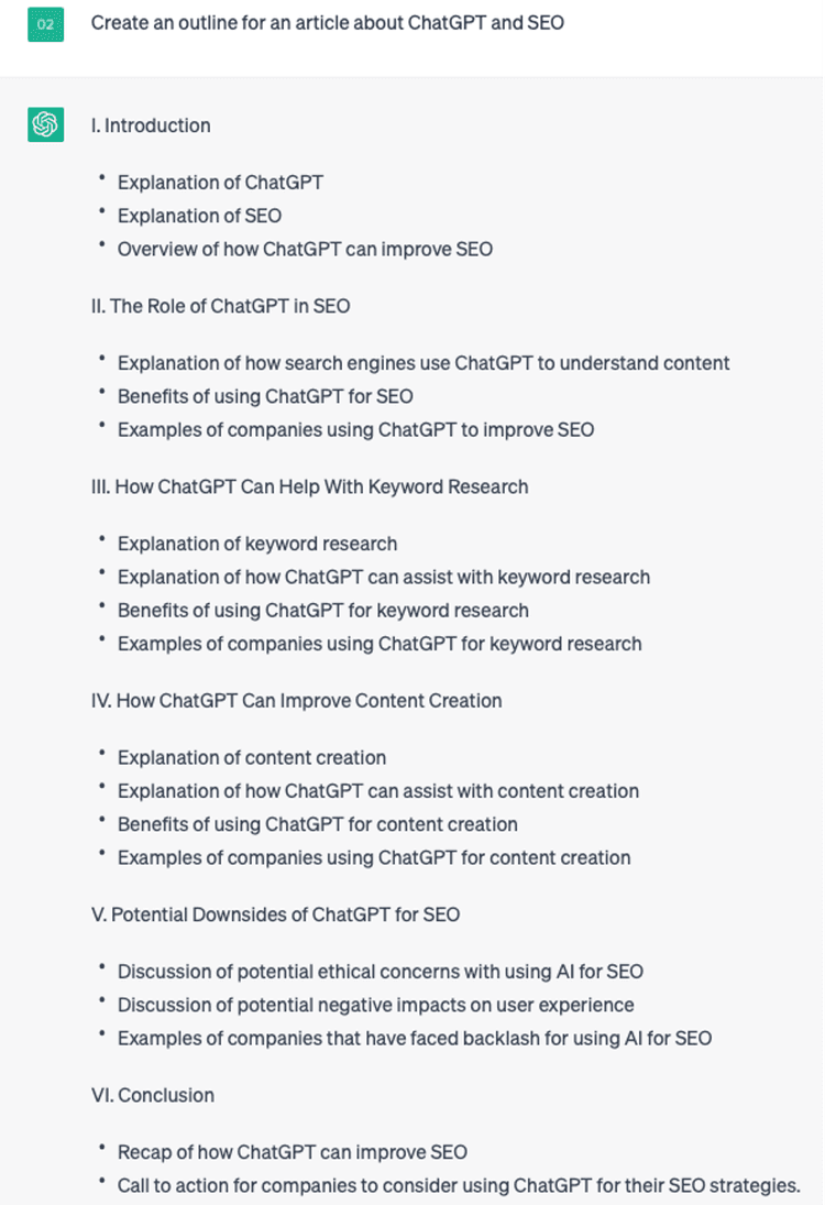 ChatGPT article outline