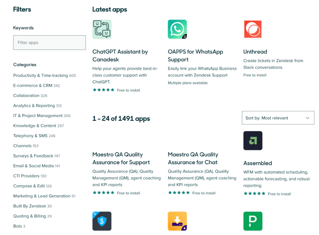 Zendesk third-party software