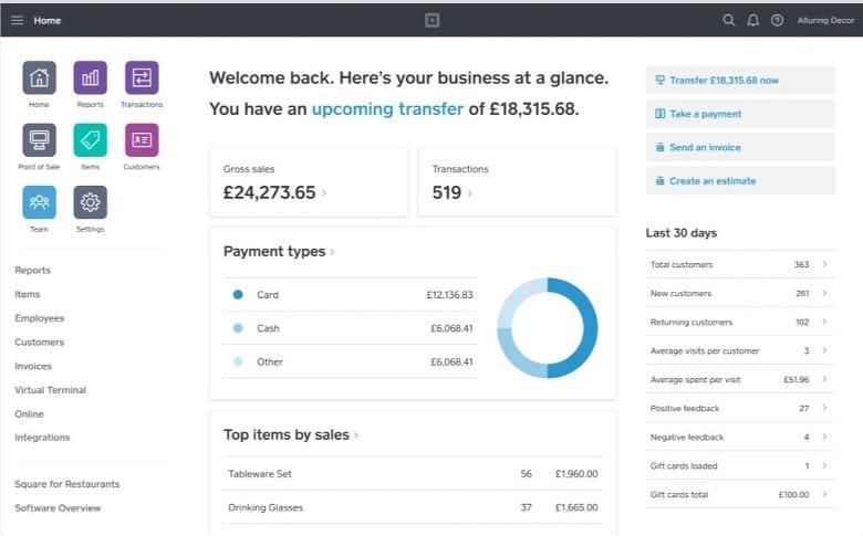 Square credit card processing software